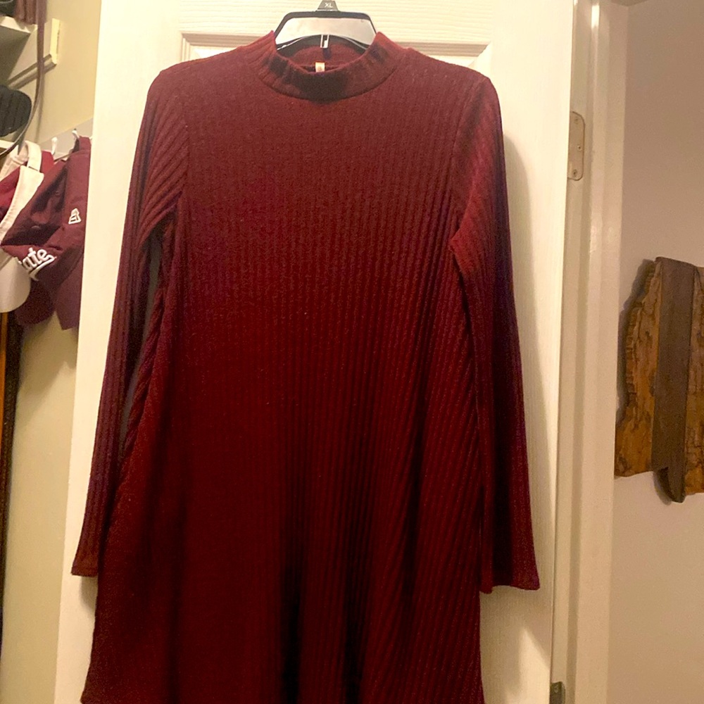Long sleeve turtleneck ribbed tunic/dress